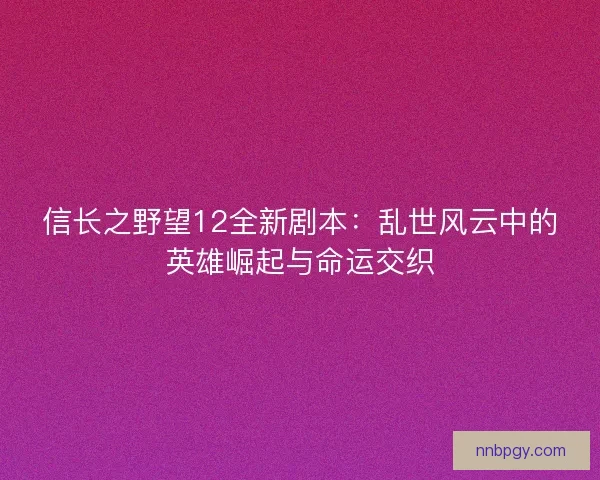 信长之野望12全新剧本：乱世风云中的英雄崛起与命运交织