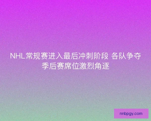 NHL常规赛进入最后冲刺阶段 各队争夺季后赛席位激烈角逐