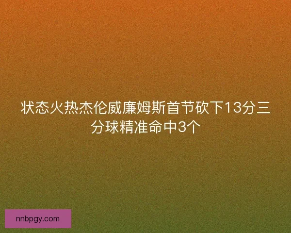状态火热杰伦威廉姆斯首节砍下13分三分球精准命中3个