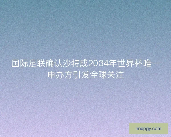 国际足联确认沙特成2034年世界杯唯一申办方引发全球关注
